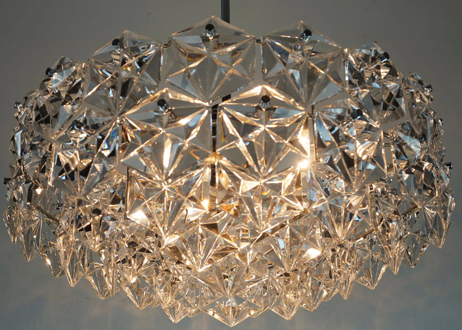 Kinkeldey Chandelier In Glass And Chrome With 66 Prisms, 1960s photo Lighting