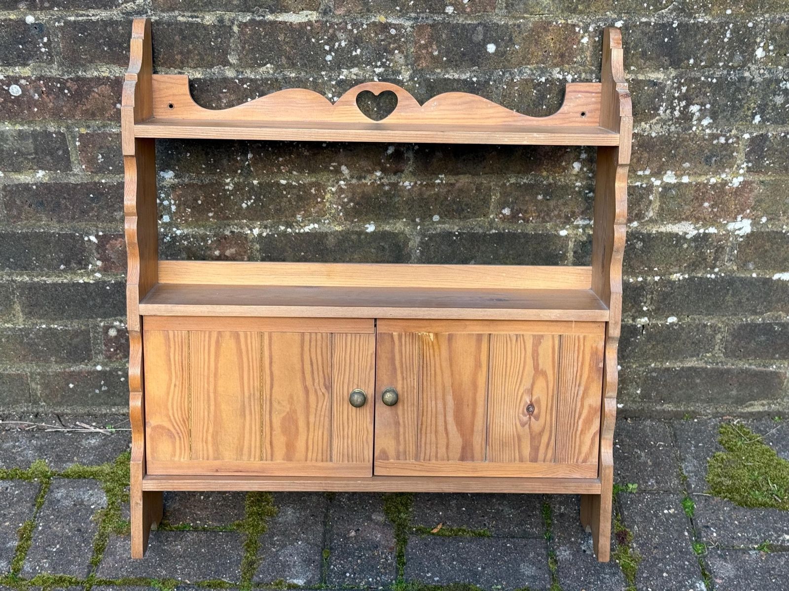 Handmade Rustic Original Pine Wall Shelf And Cupboard – Late 20th Century Country Style (Circa 1970s–1980s), Made In England photo furniture