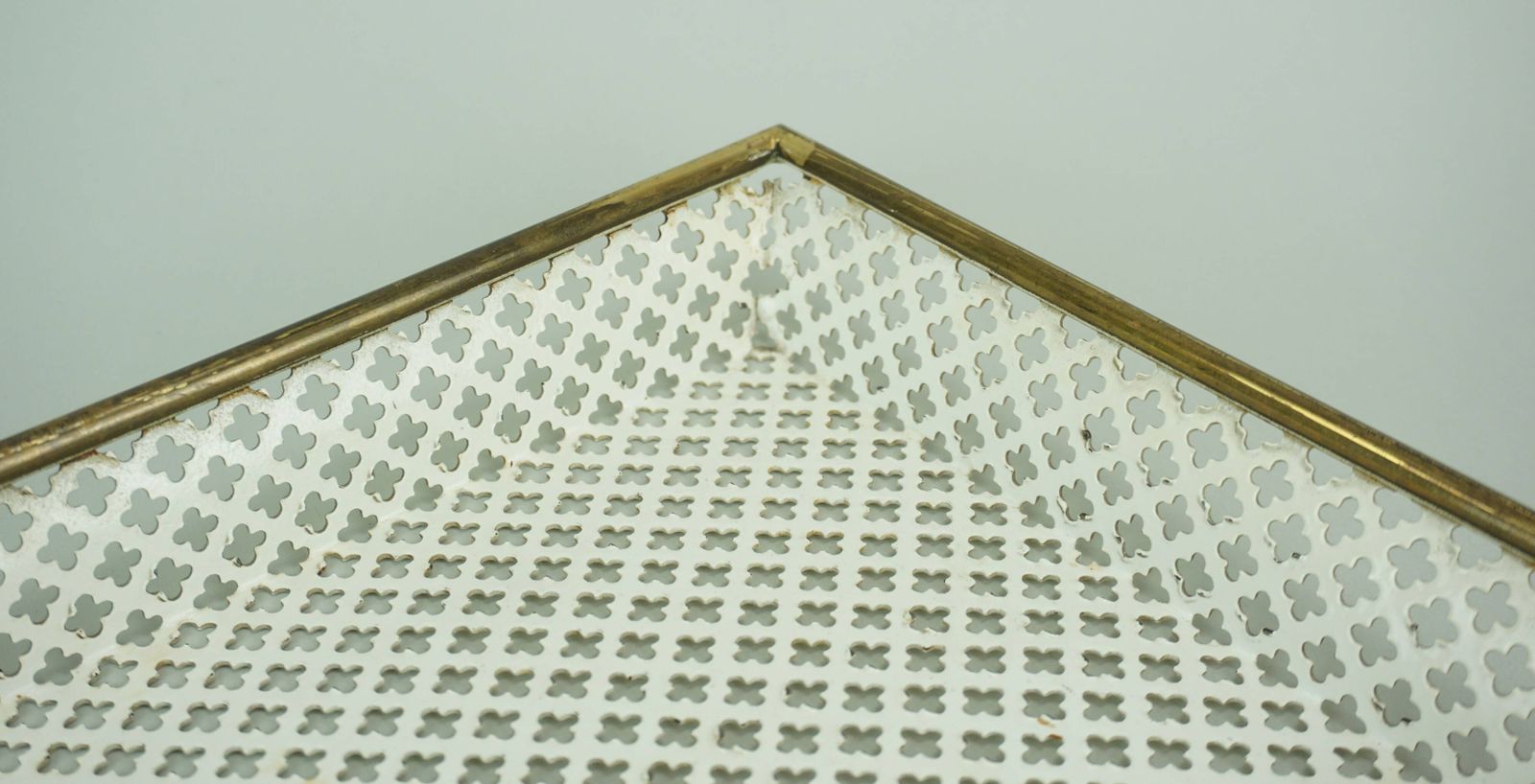 photo for sale Vintage Tray, Perforated Metal And Brass, Attr. To Mathieu Matégot 50s
