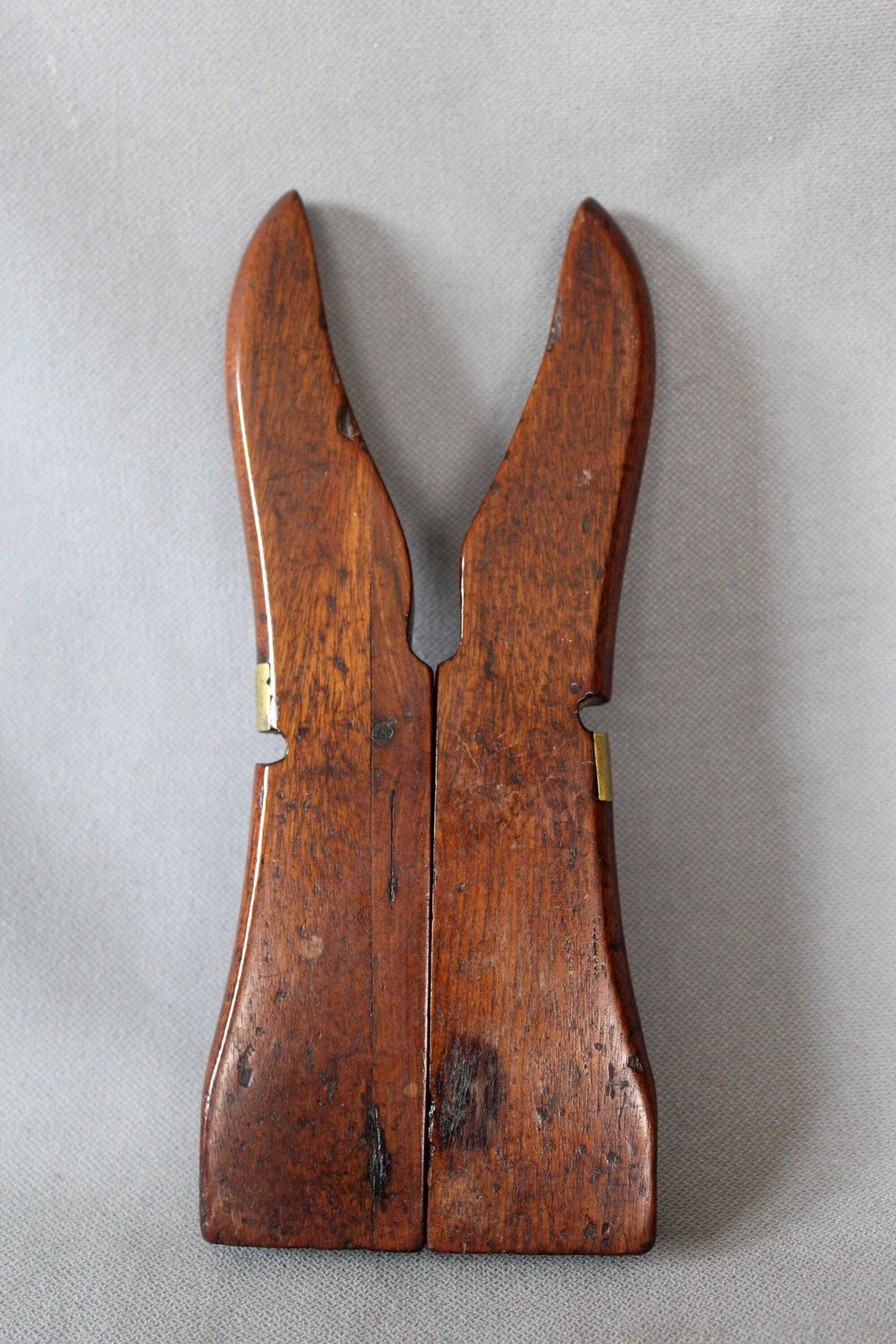 Antiek Houten En Messing Schoenentrekker, Opvouwbaar, Reismodel, Brits, Engeland, Landelijke Stijl, Verzamelobject photo vintage
