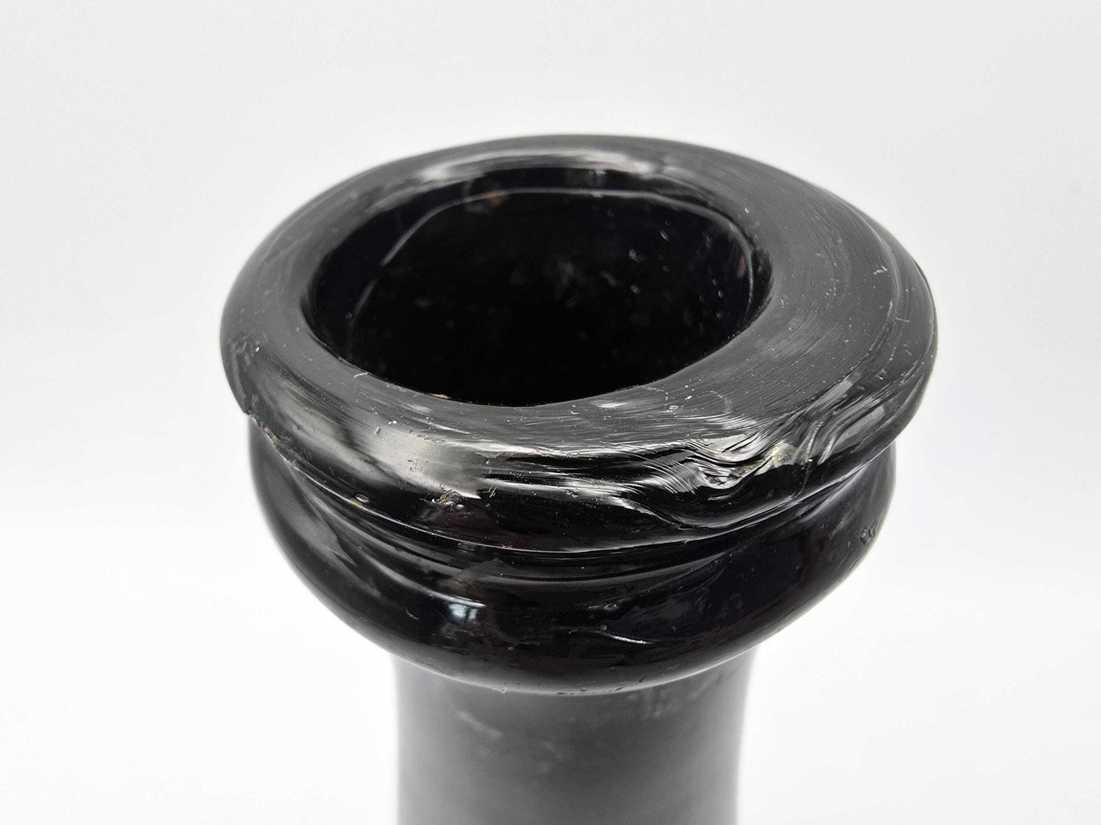 photo for sale Victorian Black Glass Truffle Bottle   Antique French Kitchenalia