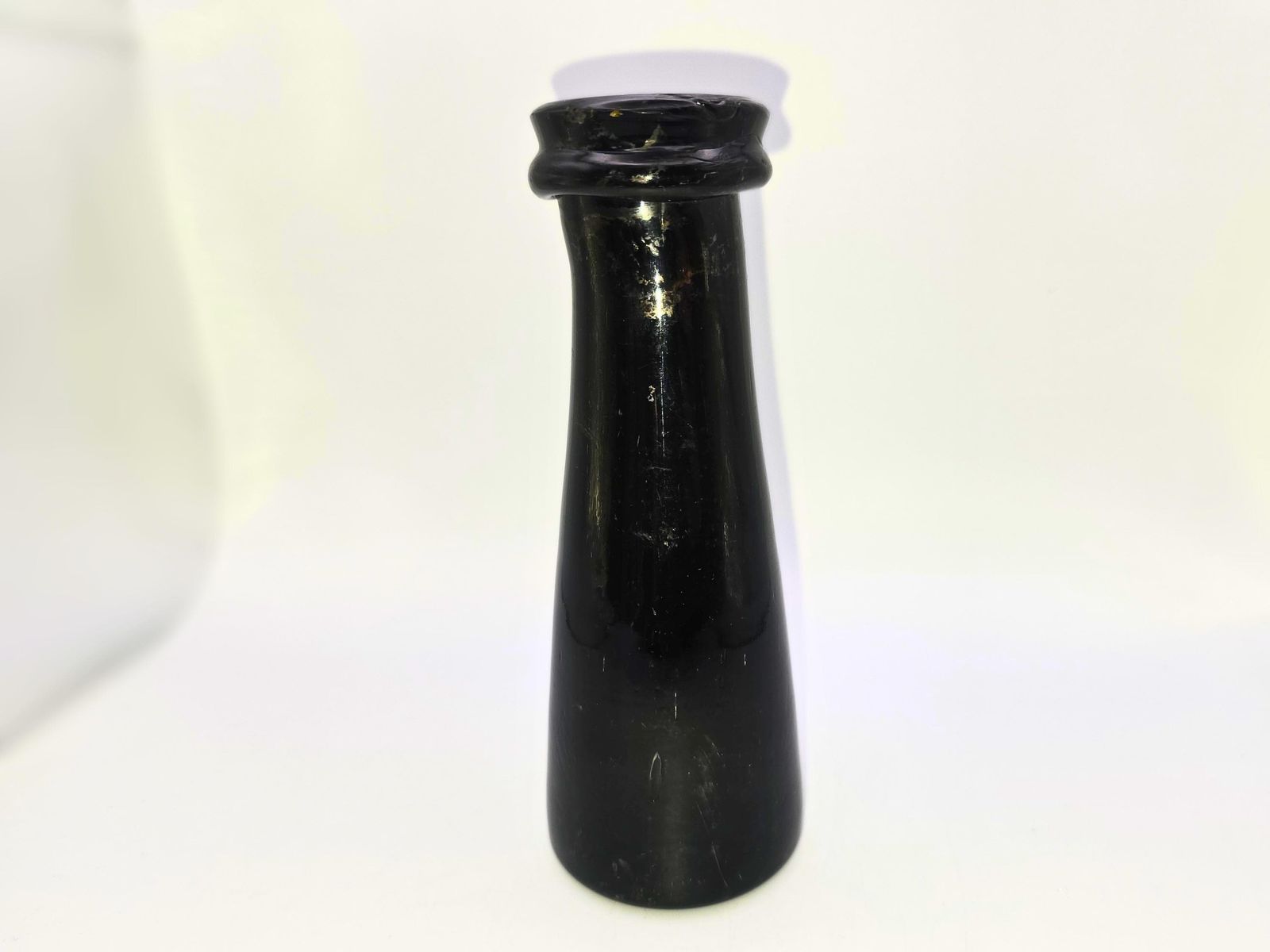 50.0 Victorian Black Glass Truffle Bottle   Antique French Kitchenalia photo