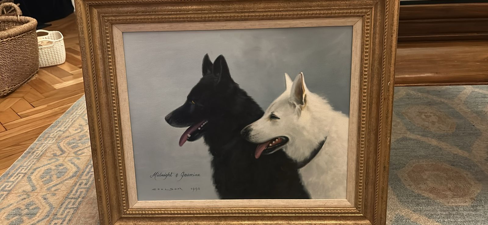 An Original Oil Painting Of Two Dogs By Prominent Artist Gerald Coulson photo furniture
