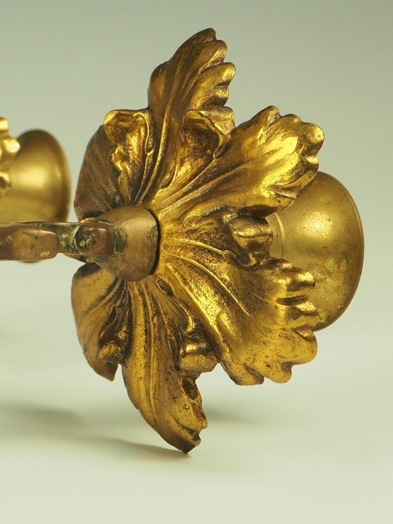 photo for sale 19th Century Dutch Brass Lion Candelabra Candle Holder