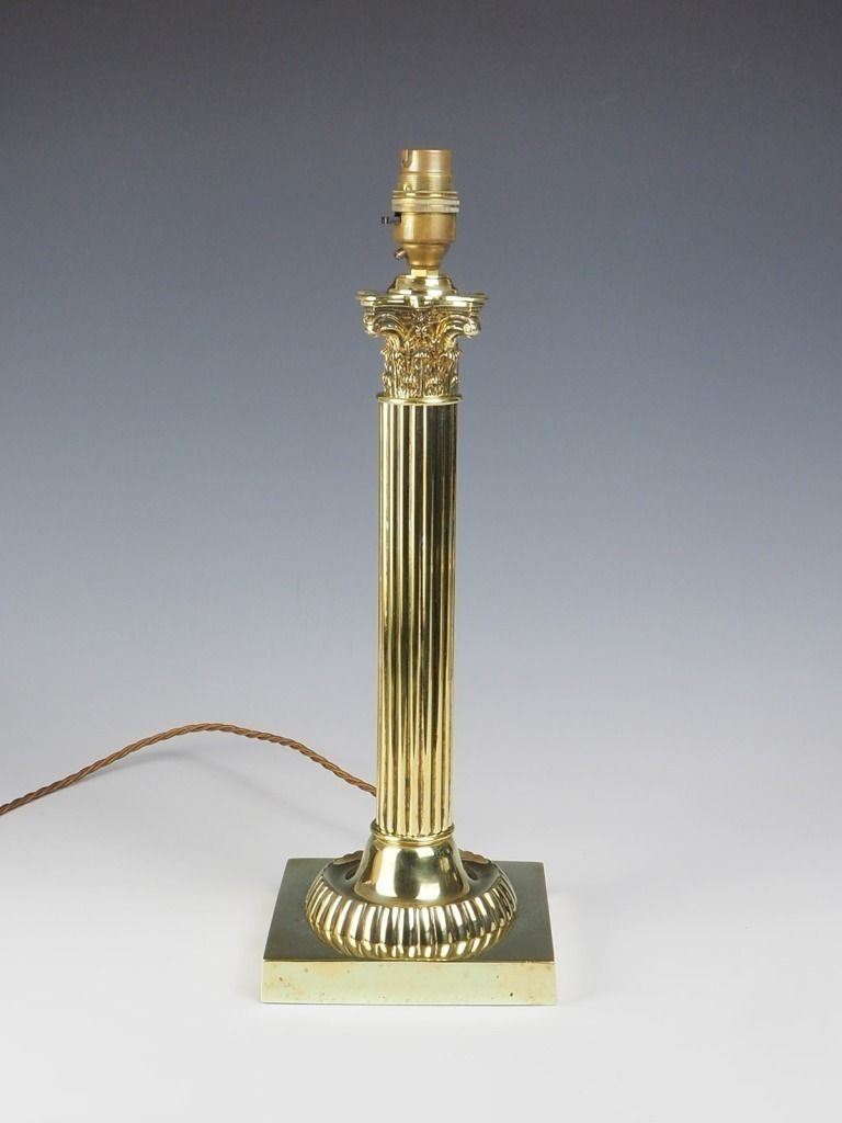 19th Century Brass Corinthian Table Lamp photo furniture