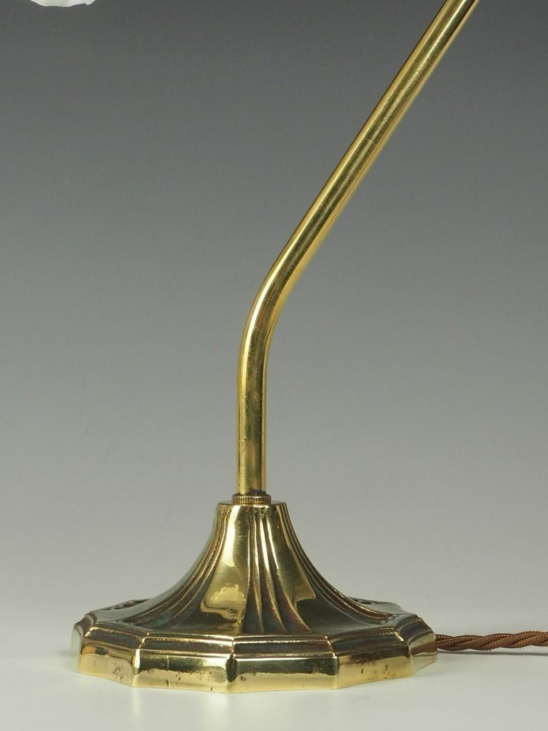 Elegant Art Nouveau Swan Neck Table Lamp With Shade photo vinterior