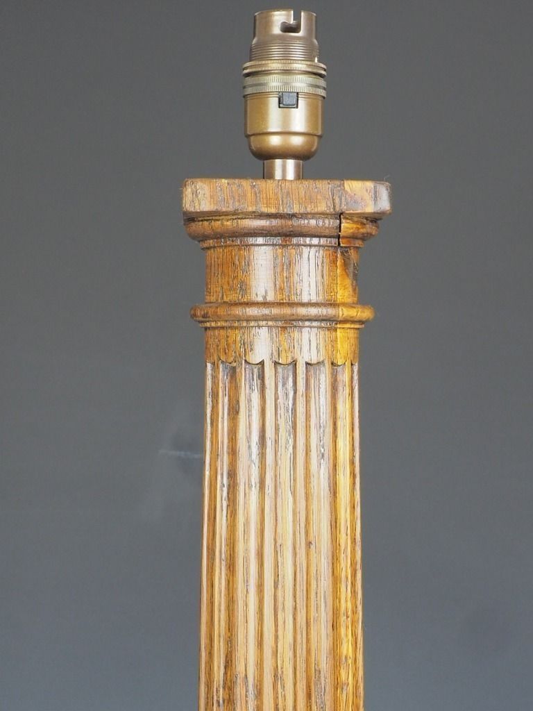 Antique Tall Oak Corinthian Table Lamp photo 550.0