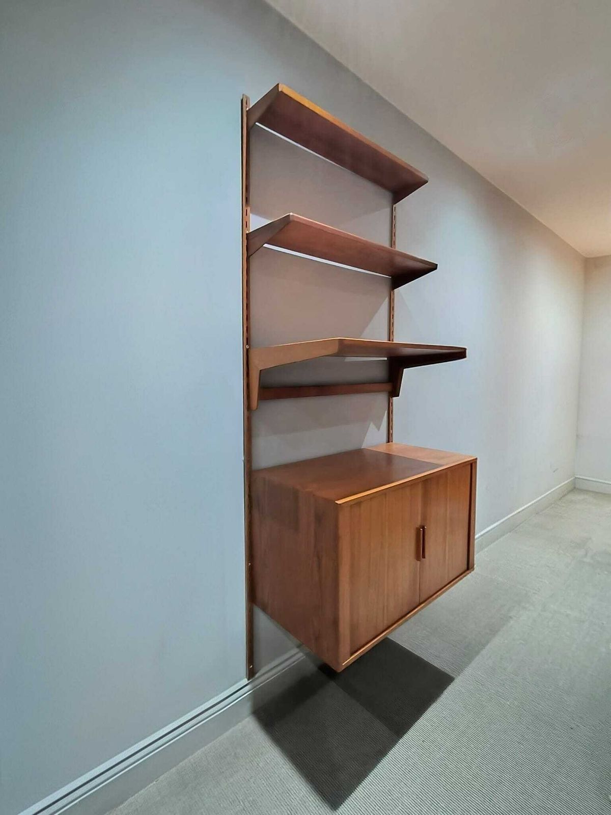 Mid 20th Century Fm Modular Shelving With Tambour Cabinet Designed By Kai Kristiansen