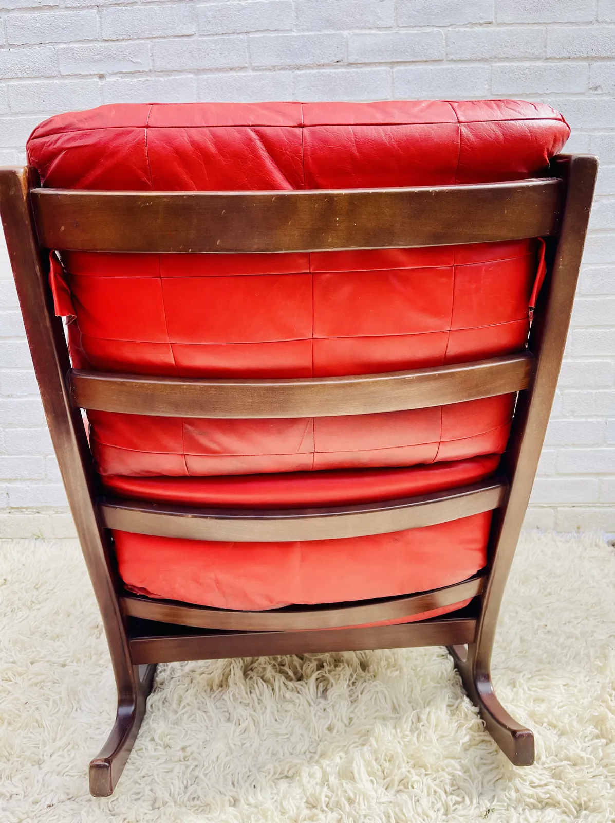 Folke Ohlsson Gimson & Slater Mid Century Danish Red Leather Rocking Chair Pair photo buy