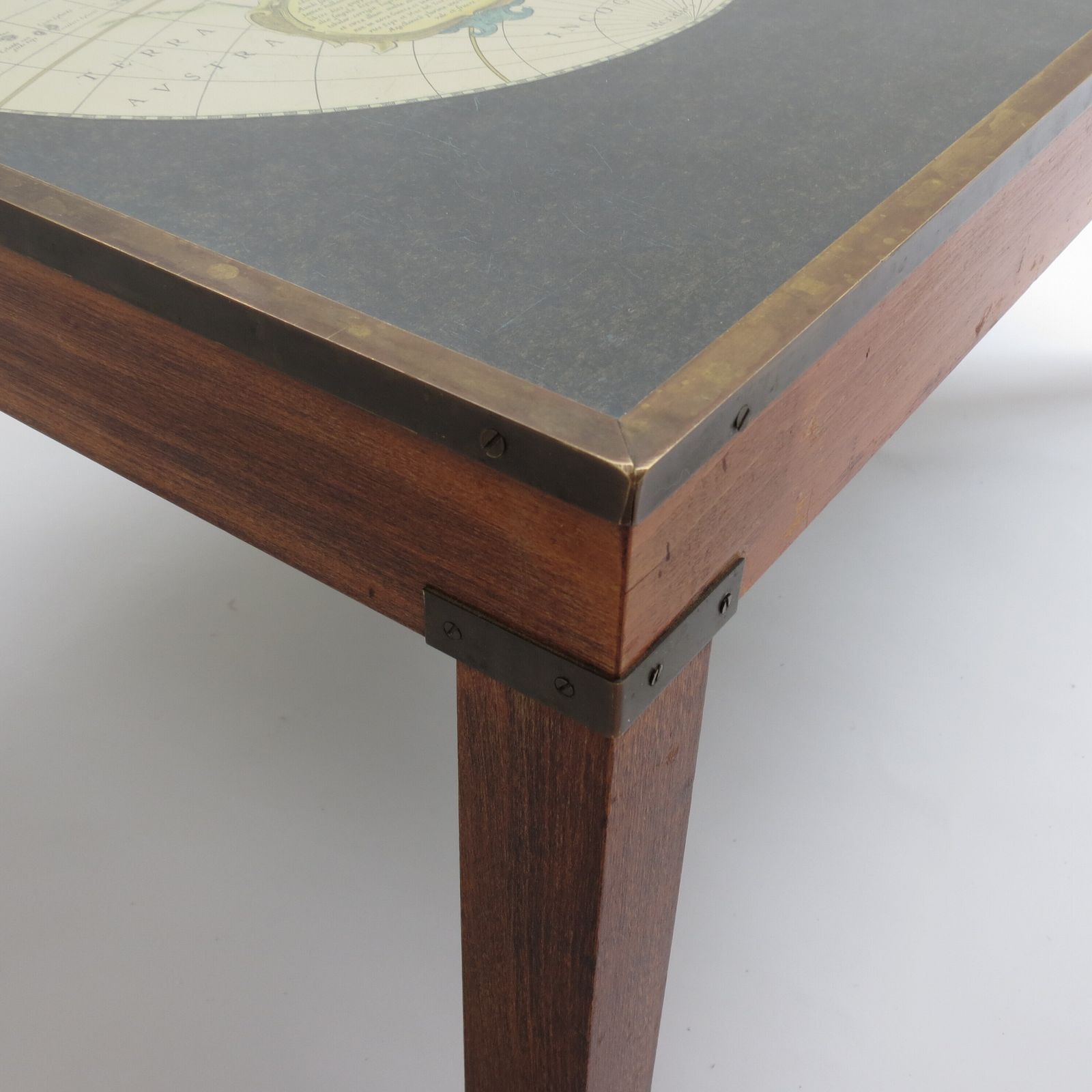 photo for sale 1970s Maison Jansen Campaign Style Coffee Table World Map
