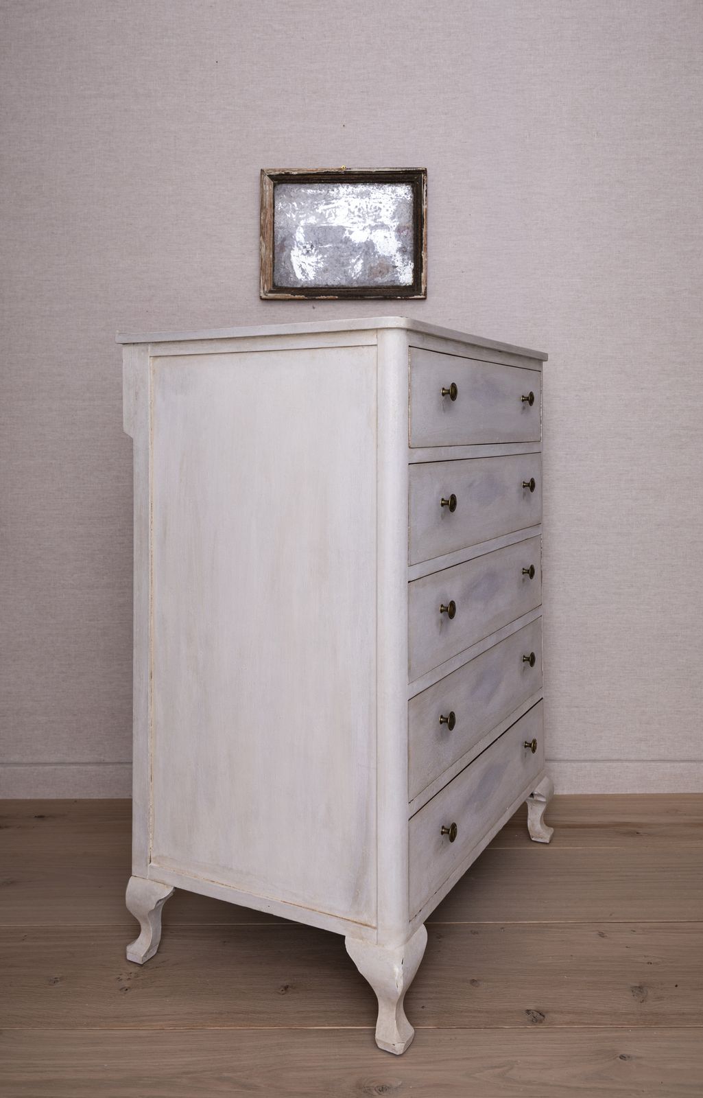 Edwardian Chest Of Drawers   Later Hand Painted In Aged Old White photo 395.0