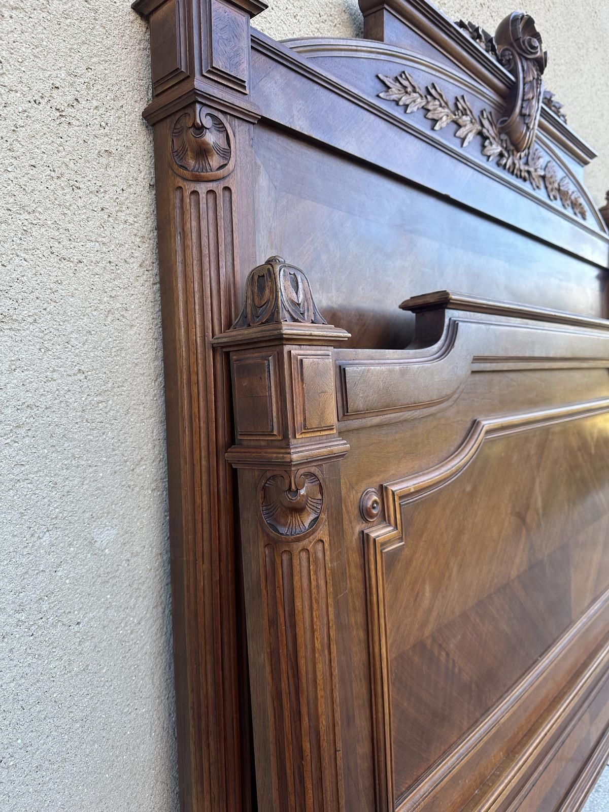 Antique French Carved Double Bed Frame Louis XVI Style photo furniture