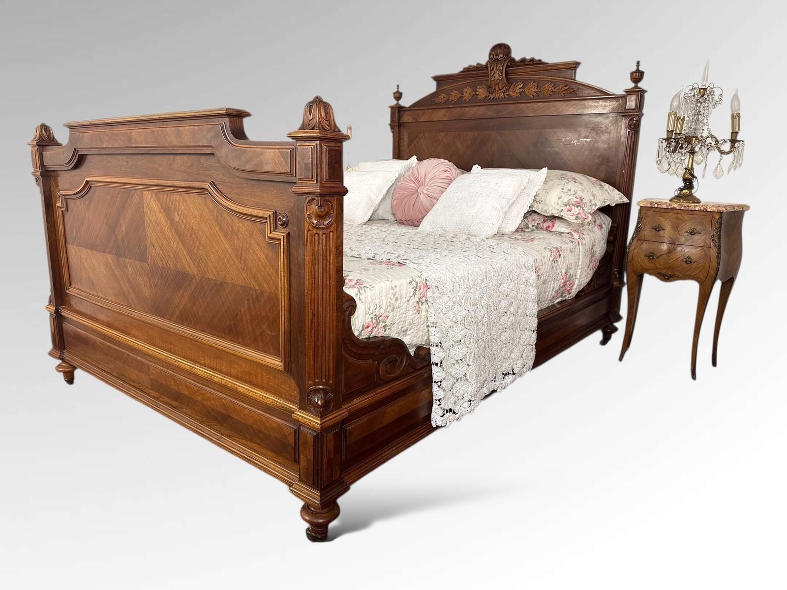 Antique French Carved Double Bed Frame Louis XVI Style photo buy