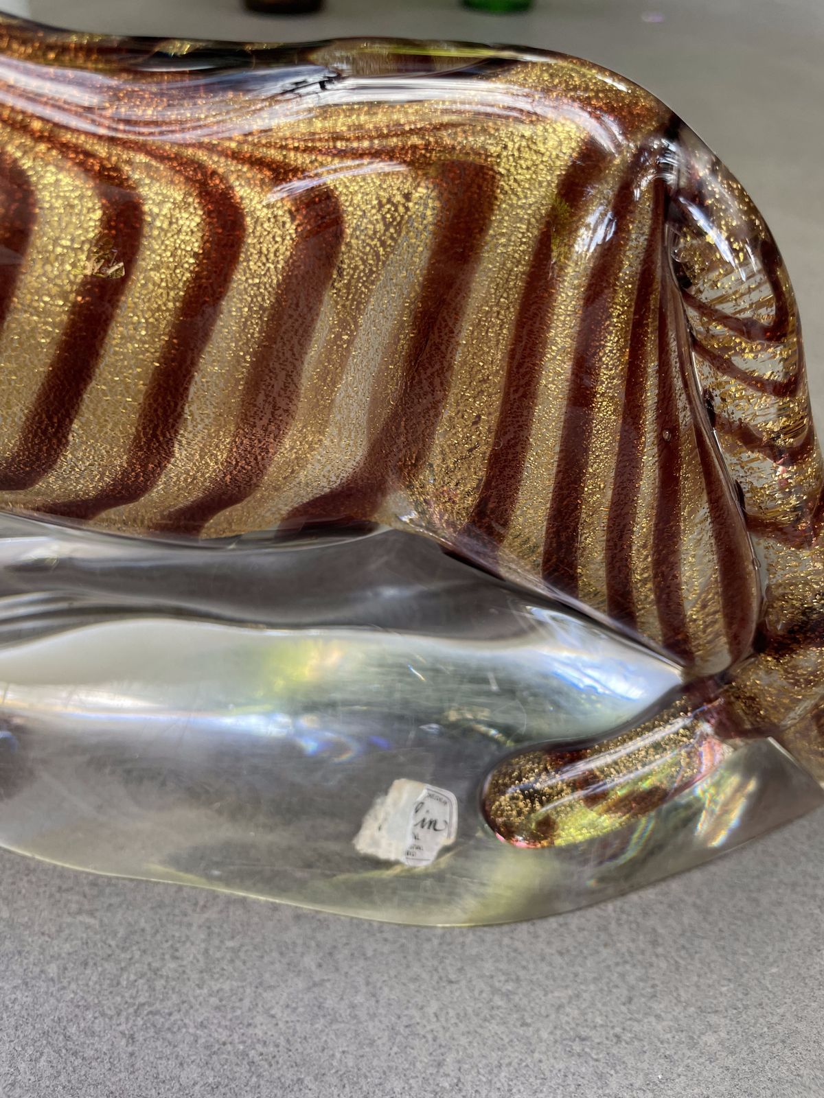 Tiger Glass And Crystal Statuette, By Marcolin Art Crystal photo 2300.0