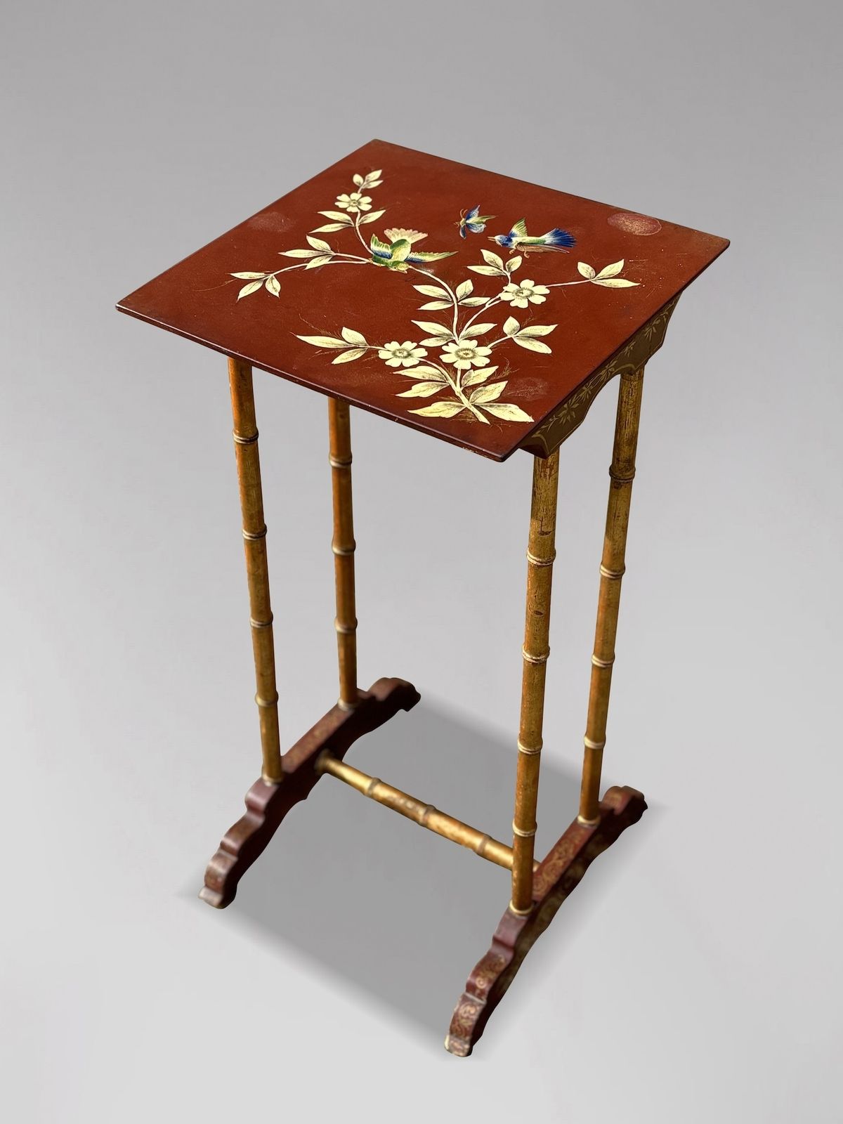 2100.0 19th Century French Nest Of 4 Stacking Floral Painted Tables photo
