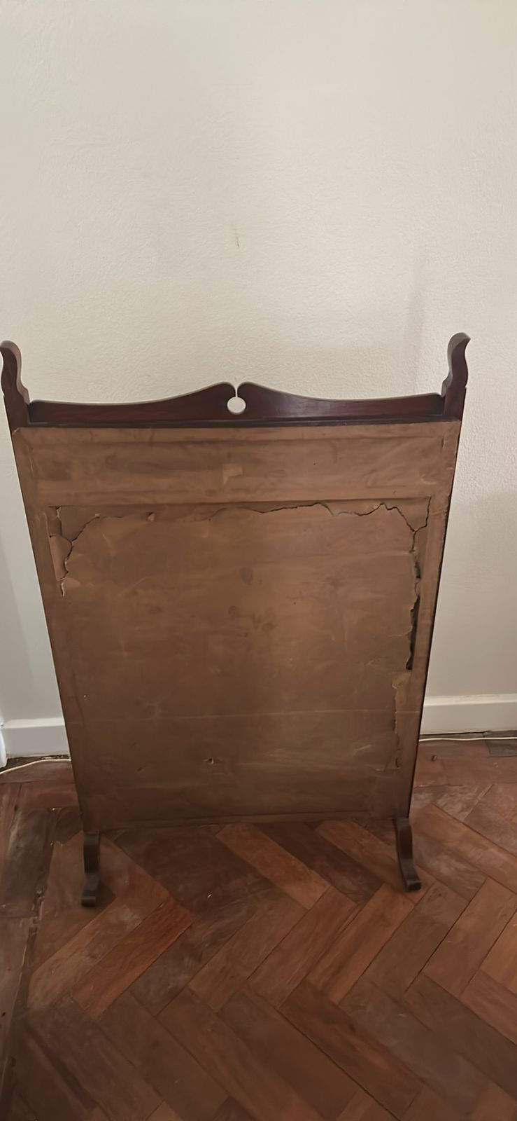 A Mahogany Antique Fire Screen With An Embroidered Panel photo for sale