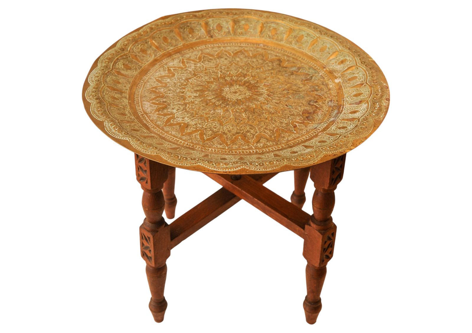 Handcrafted Liberty Of London Folding Tea Table With Removable Brass Top 1900s photo vinterior