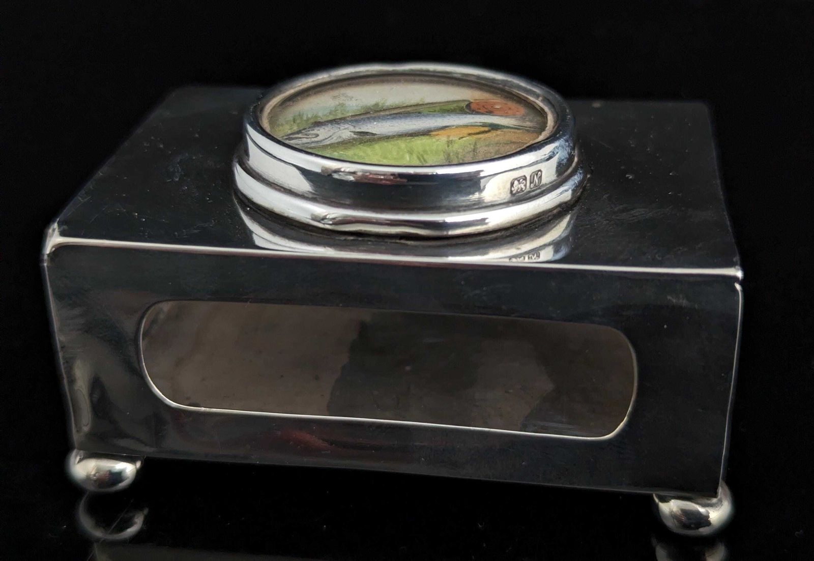 photo furniture Antique Large Sterling Silver Table Vesta, Matchbook Cover
