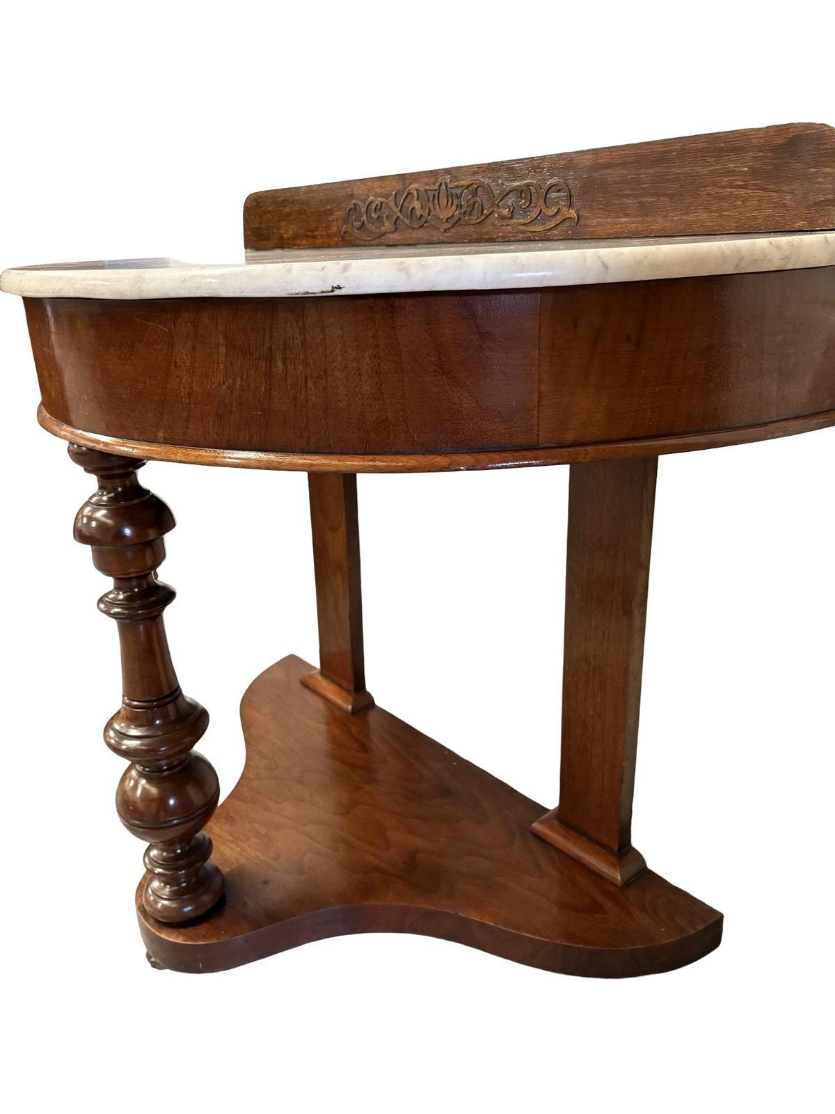 Beautiful Victorian Mahogany Marble Topped Demi Lune Table Console photo furniture