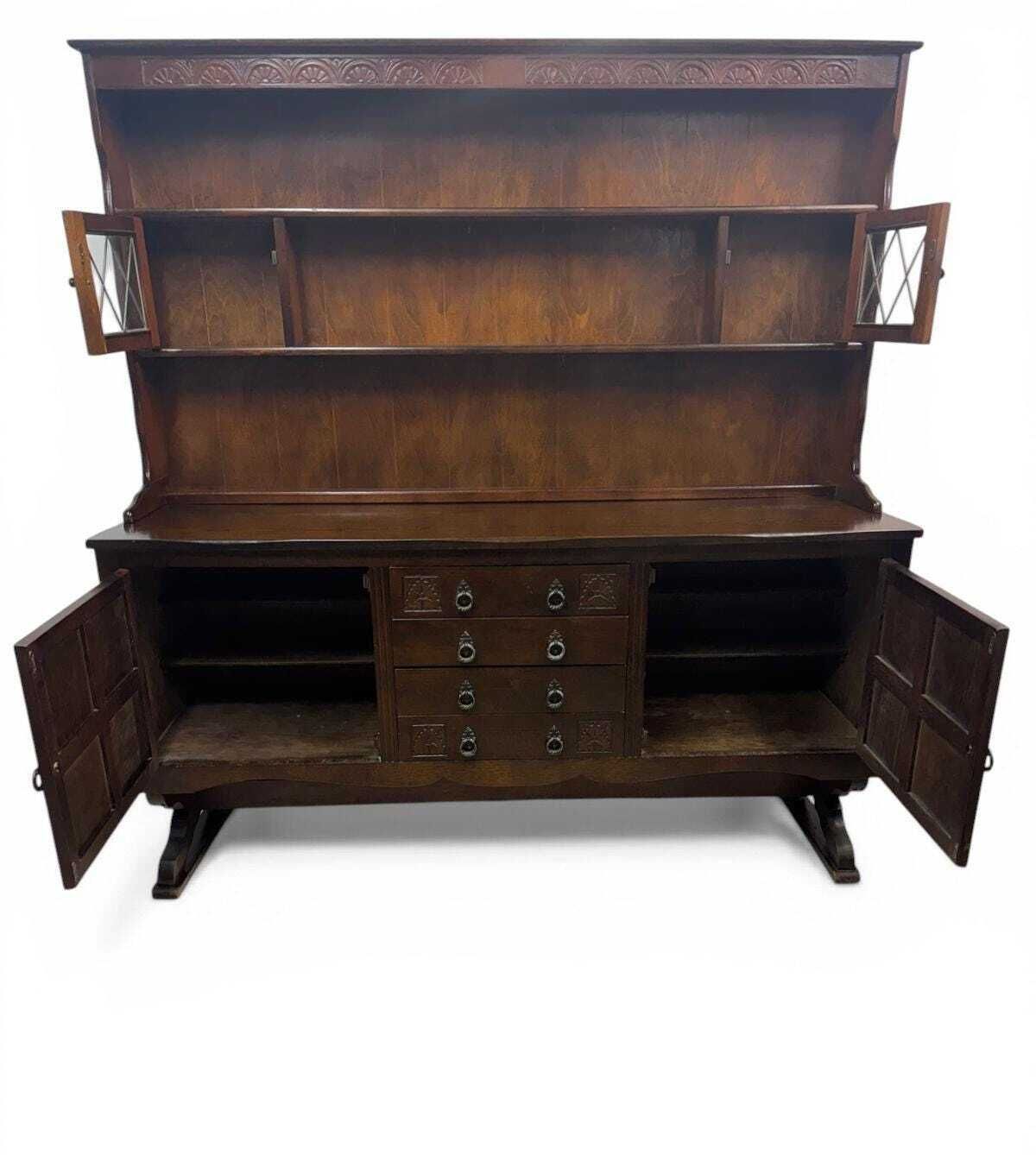 Antique Oak Dresser / Large Sideboard / Plate Rack / C1940 photo Furniture