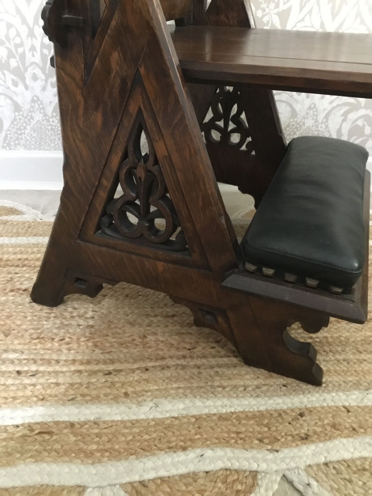 19th Century Gothic Oak Prayer Chair With Folding Seat photo for sale