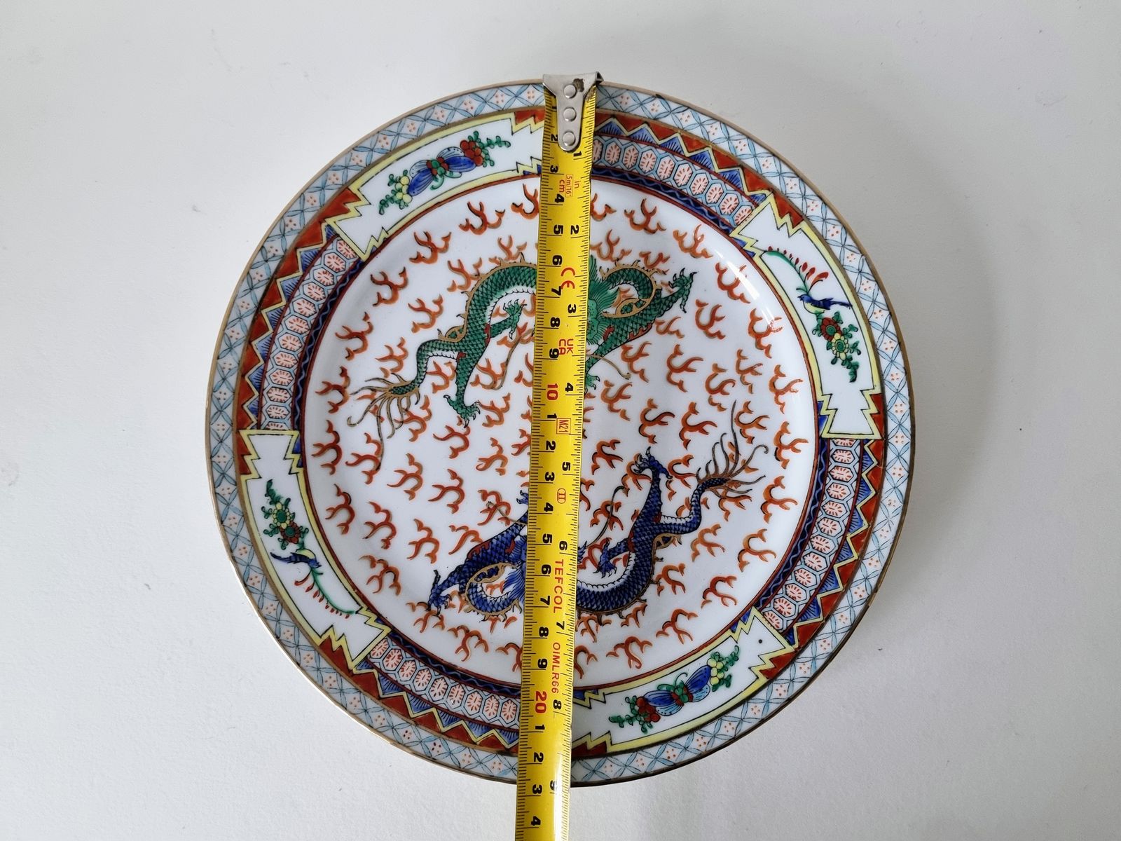 Chinese Porcelain Plate With Dragons, 1980s Oriental Art photo buy