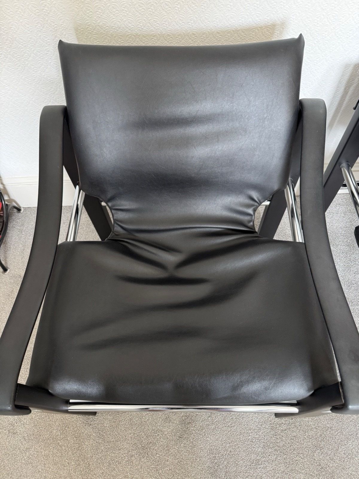 Arkana Safari Chairs By Maurice Burke. Black & Chrome. Pair Of Chairs. photo Furniture