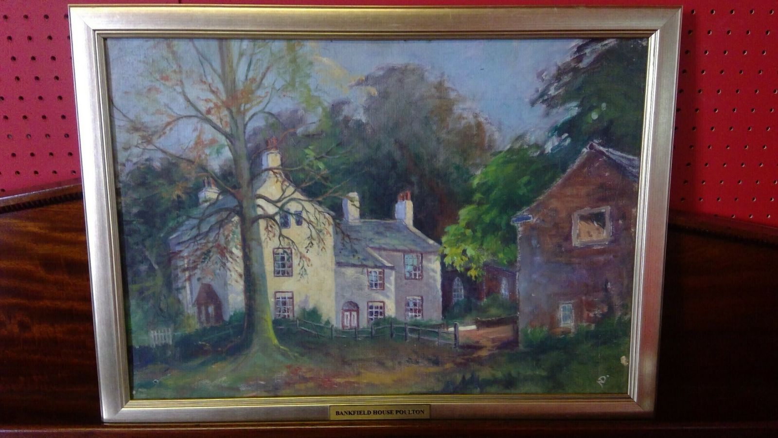Lancashire Oil Painting On Canvas Layed Down On Board Titled Evening Glow Bankfield Poulton Le Fylde