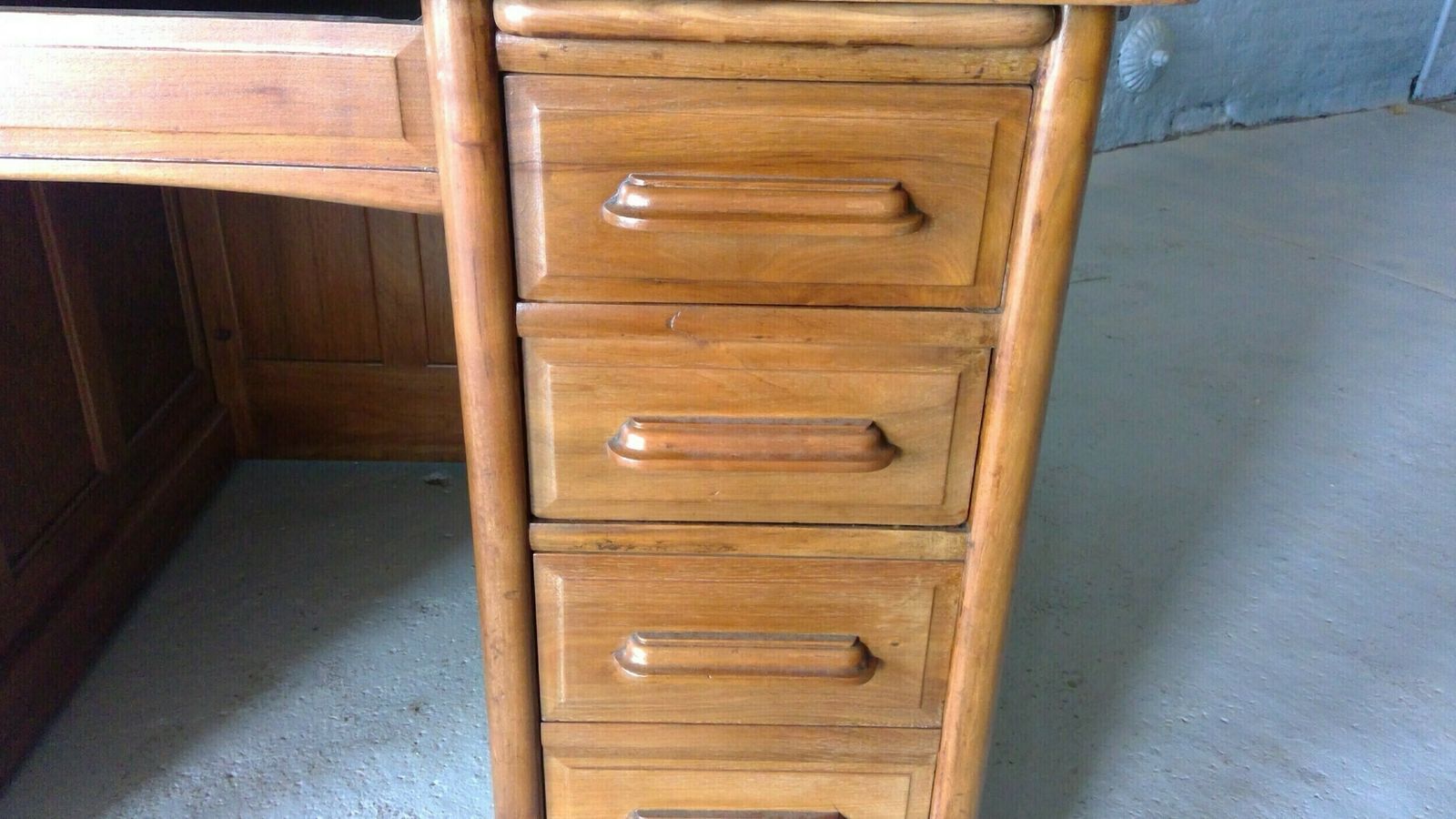 Roll Top Desk Of Large Size,And Of Fine Quality Walnut,With An S"Shaped Tambour Fronted Roll And A Well Fitted Canadian Maple Wood Interior(locks Work photo Furniture