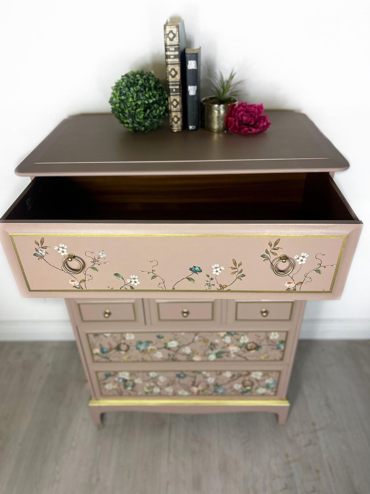 Stag Pink Tallboy Chest Of Drawers photo for sale