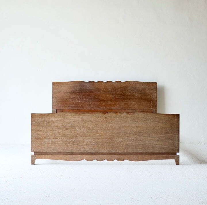 French Art Deco Cerused Oak Double Bed photo furniture