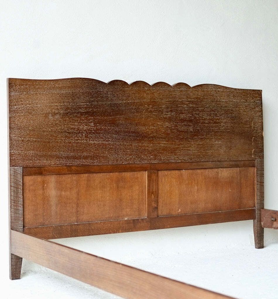 photo furniture French Art Deco Cerused Oak Double Bed