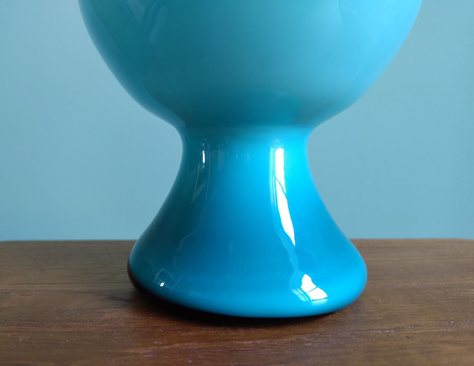 Museum Grade Jugendstil ‘Petrol’ Cased Glass Amphora (C. 1900) Luminous Deep Blue Over Opaline | Hand Blown 32.5cm Sculptural Form | Twisted Clear Handles | Four Generation Provenance photo buy