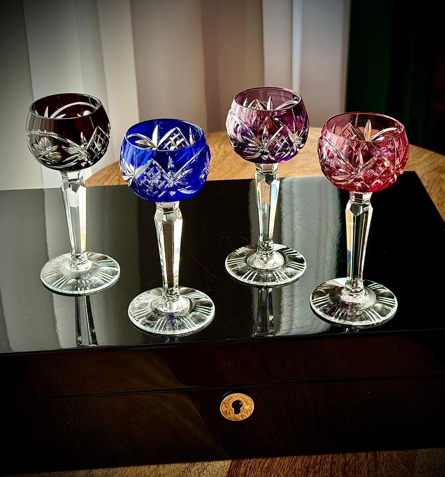 Nachtmann Traube Coloured Crystal Liqueur Glasses, Set Of 4, Bohemian Cut To Clear photo 95.0