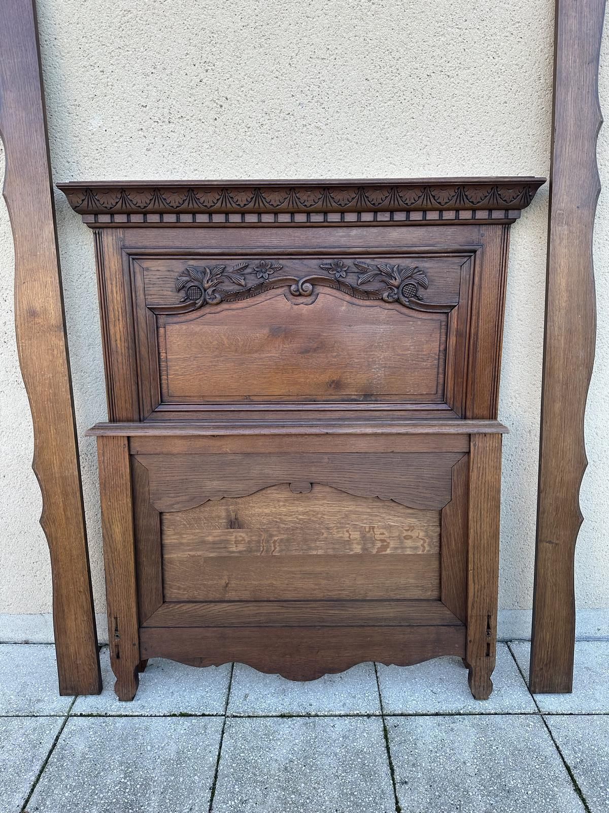 Antique French Single Carved Bed Frame Louis XVI Style photo vintage