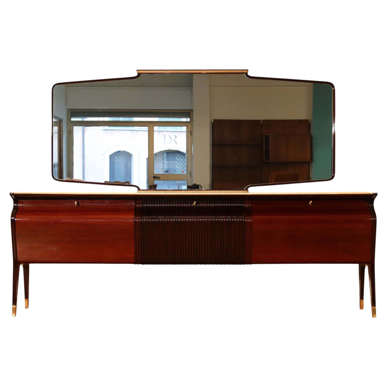 Mid Century Sideboard By Osvaldo Borsani, Mahogany Rosewood Onyx, Italy, 1950s