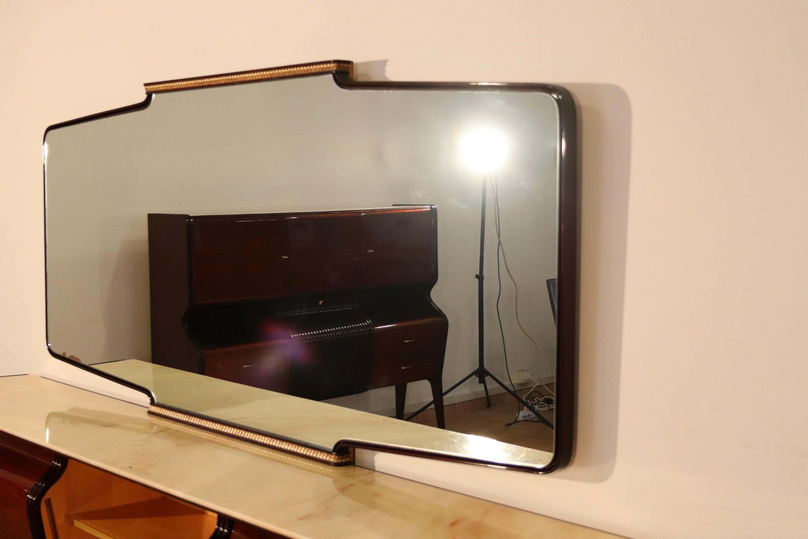Mid Century Sideboard By Osvaldo Borsani, Mahogany Rosewood Onyx, Italy, 1950s photo vintage