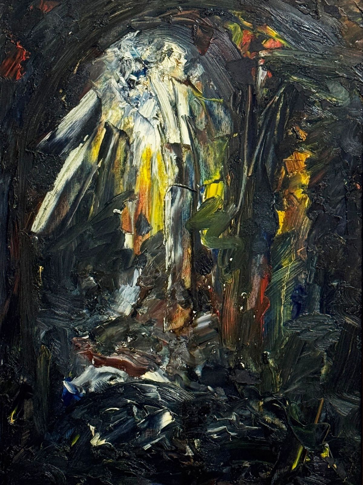 Mid Century Abstract Oil Painting Textured Expressionist Modernist Artwork Framed photo for sale