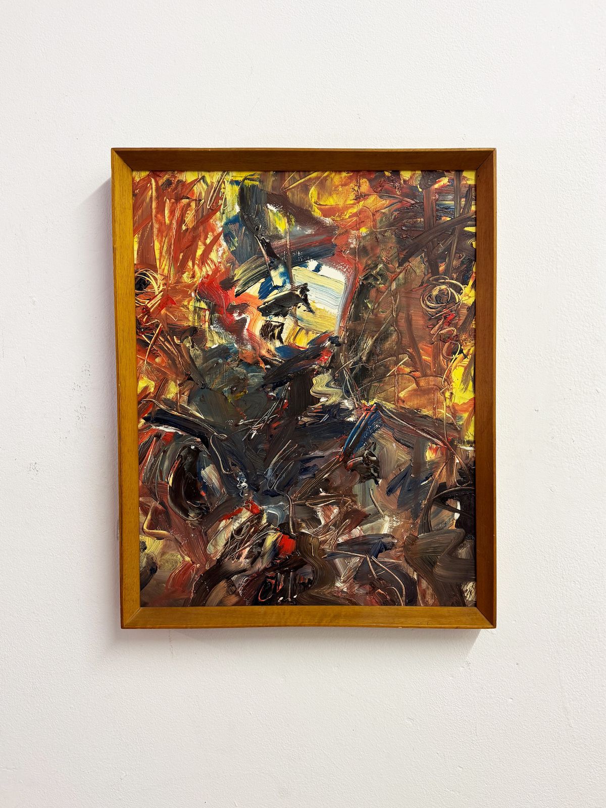 Mid Century Abstract Oil Painting Expressive Modernist Artwork