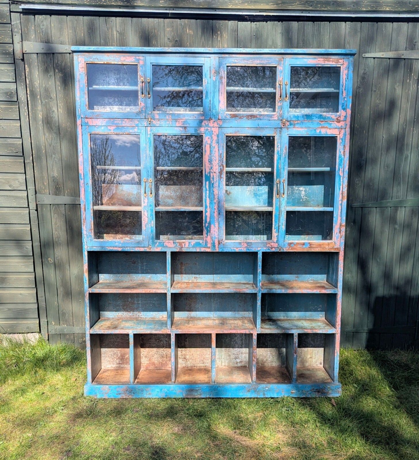 Huge Mid Century Industrial Glazed Display Cabinet 0296.