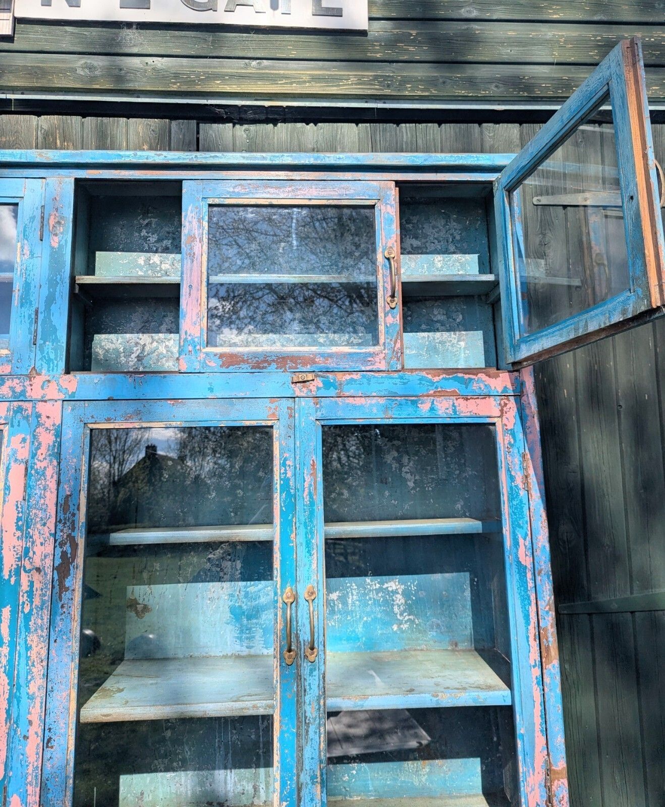 Huge Mid Century Industrial Glazed Display Cabinet 0296. photo vintage