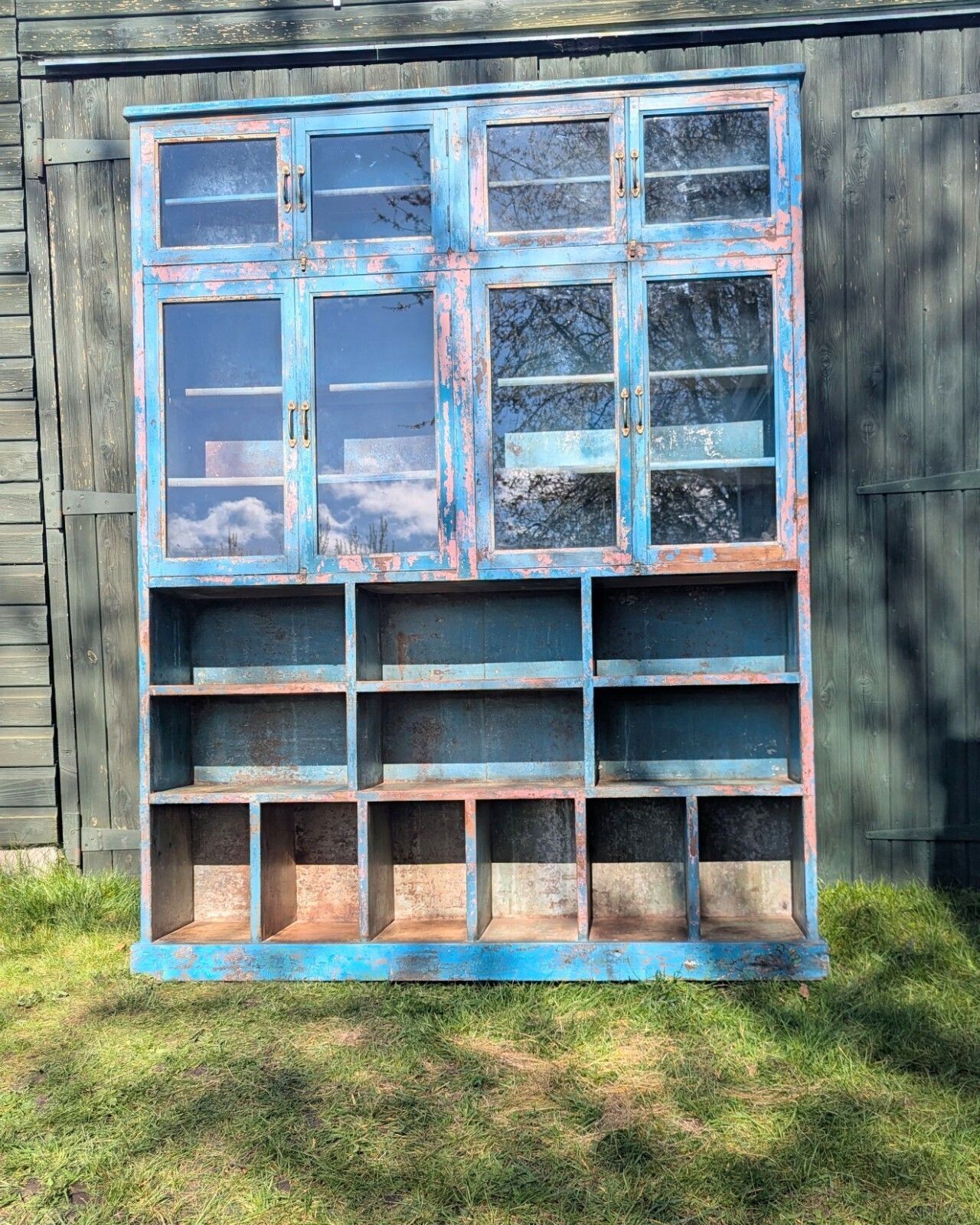 photo vintage Huge Mid Century Industrial Glazed Display Cabinet 0296.