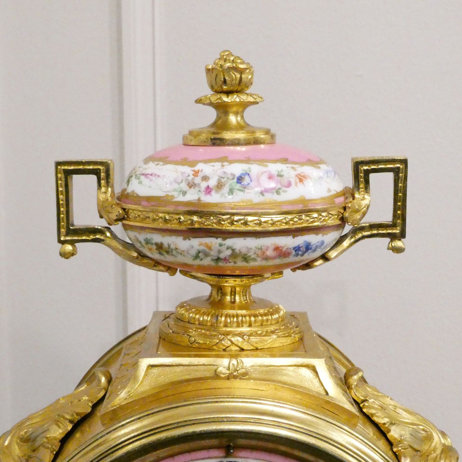 photo furniture French Louis XV Style Gilt Bronze & Porcelain Mantel Clock By Jean Baptiste Delettrez