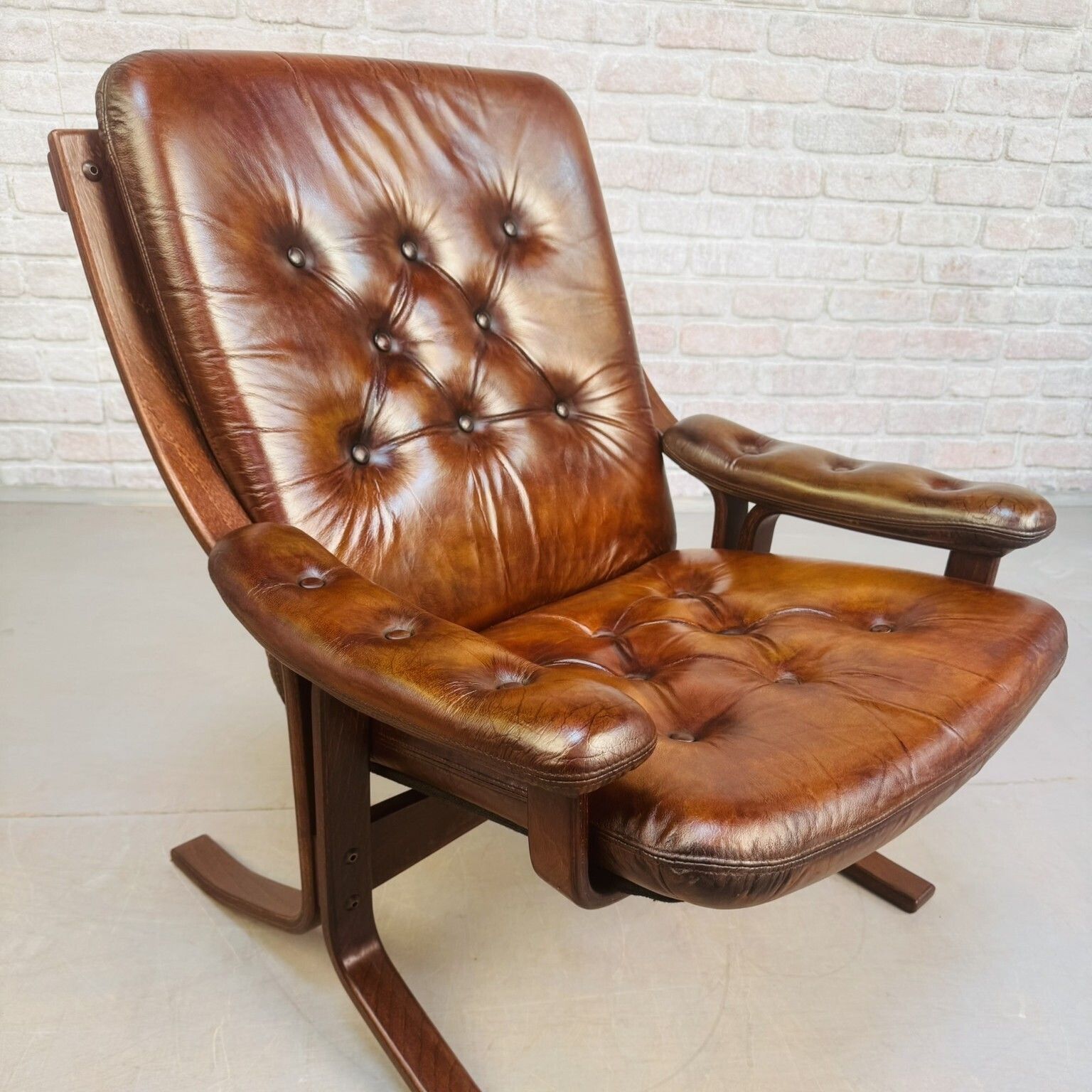 Vintage Danish Tan Leather Bentwood Armchair High Back Mid Century Chair photo 743.0