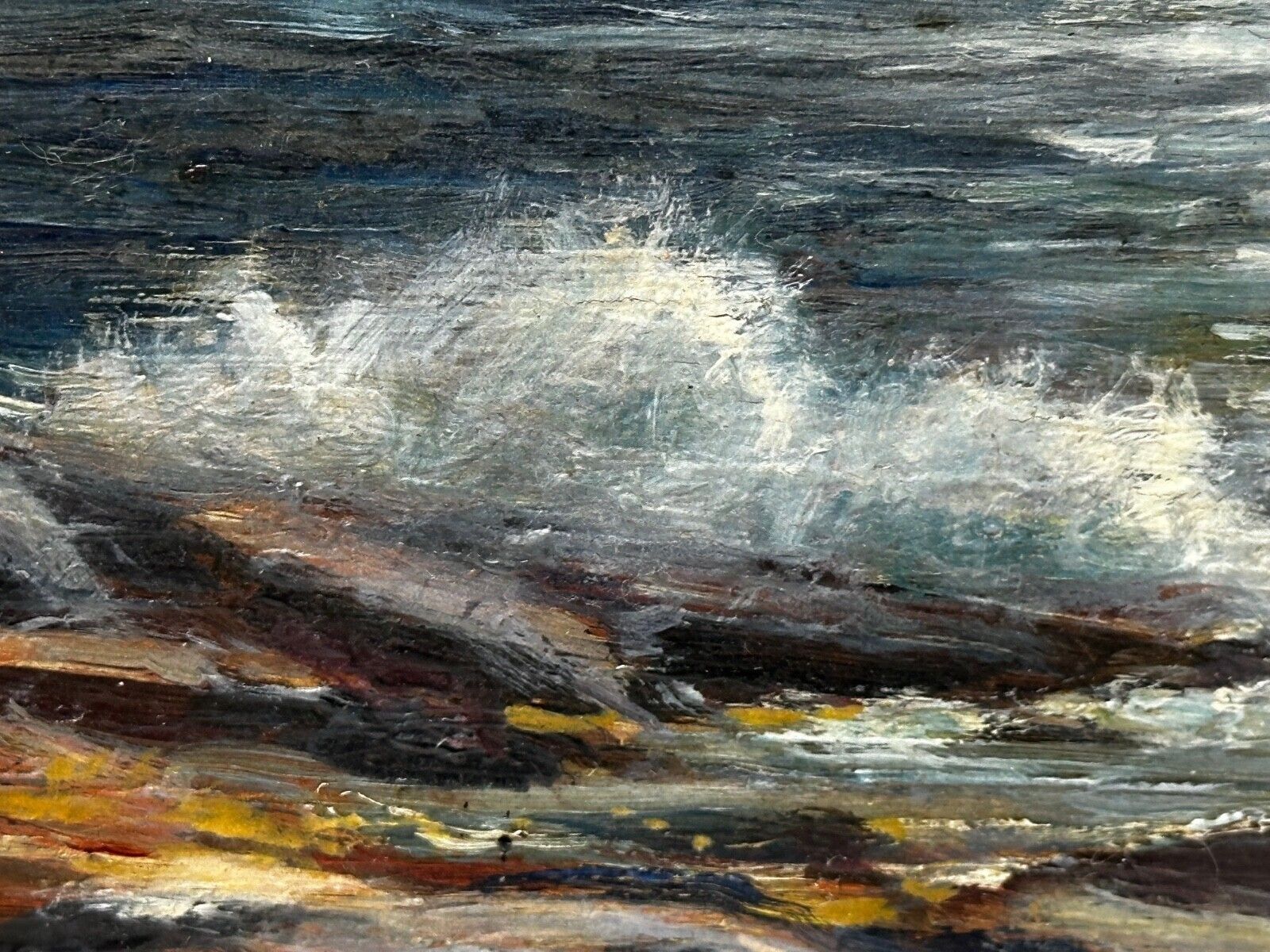photo vintage Antique 19th Century Marine Seascape Oil Painting – Spanish Head, Isle Of Man – Arthur Cox – Framed Coastal Landscape