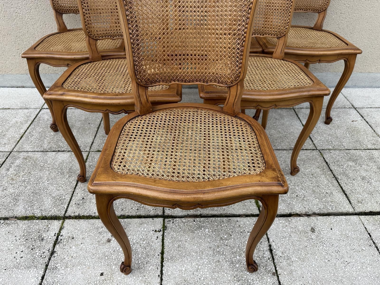 photo furniture Original French Set Of Six Louis XV Style Cane Dining Chairs