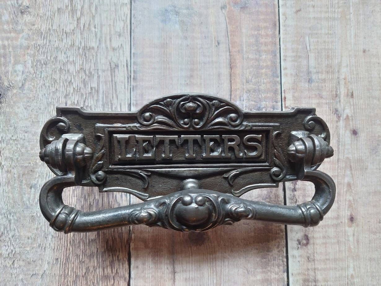 Edwardian Kenrick Iron Letter Plate: Antique Mail Postal Knocker, 1902 photo Home Fixtures