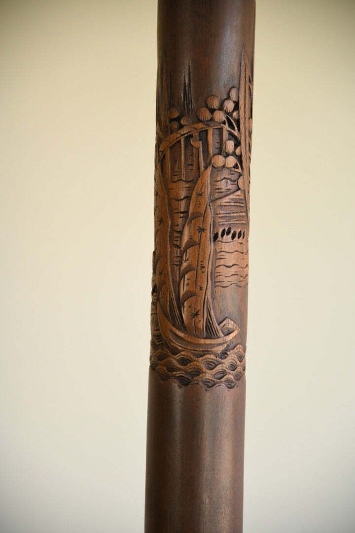Asian Carved Wooden Standard Lamp photo 345.0