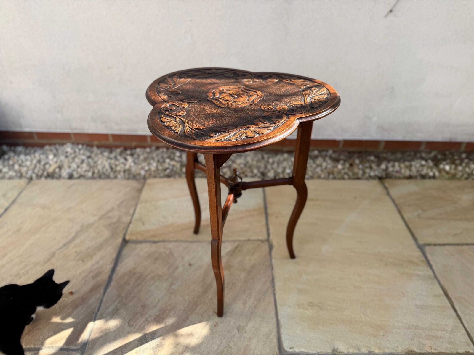 Antique Carved Top Table Antique Occasional Side Table Plant Stand photo buy