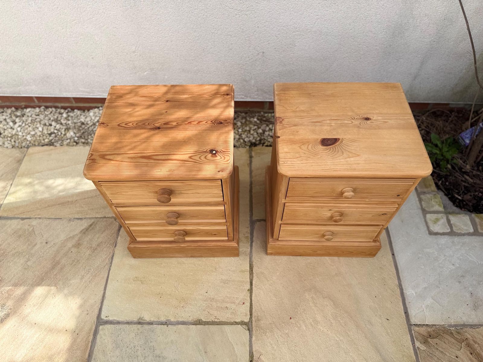 Pair Of Vintage Pine Pot Bedside Tables Drawers Lamp Stands photo buy
